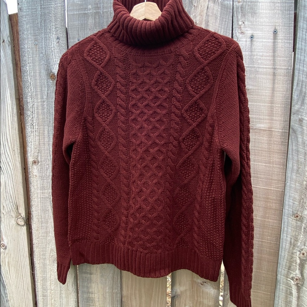 Cable knit turtle neck sweater